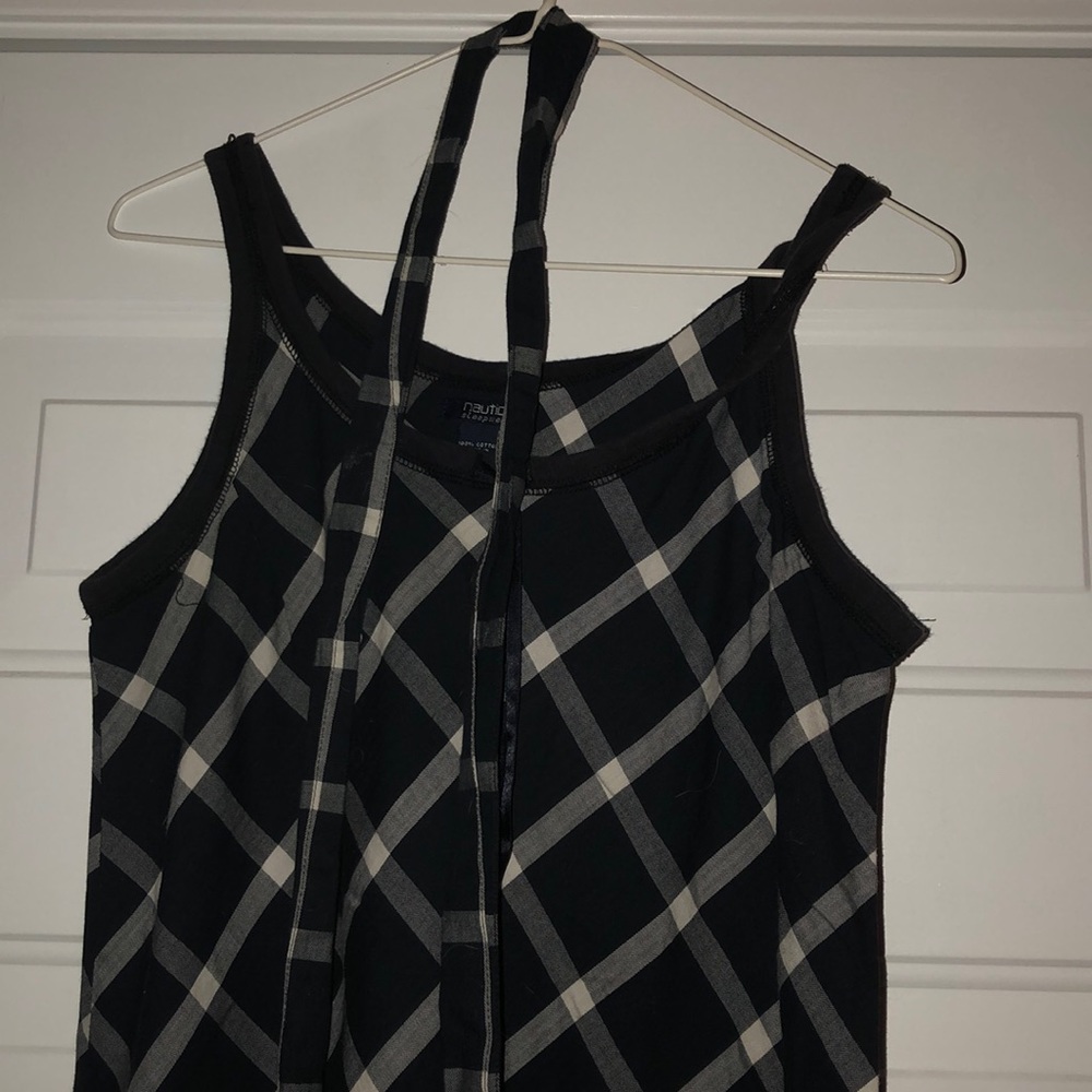 Nautica B/W plaid nightgown w/ optional belt Med - Picture 2 of 4